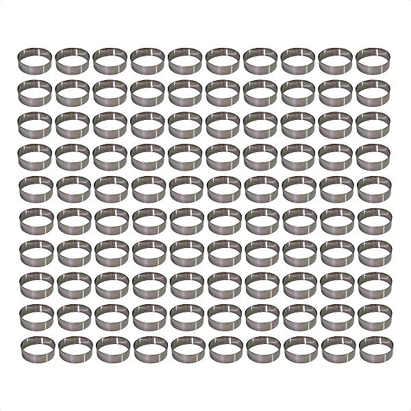 100 Aros Modelador Pão Hambúrguer 17 x 3 cm Inox