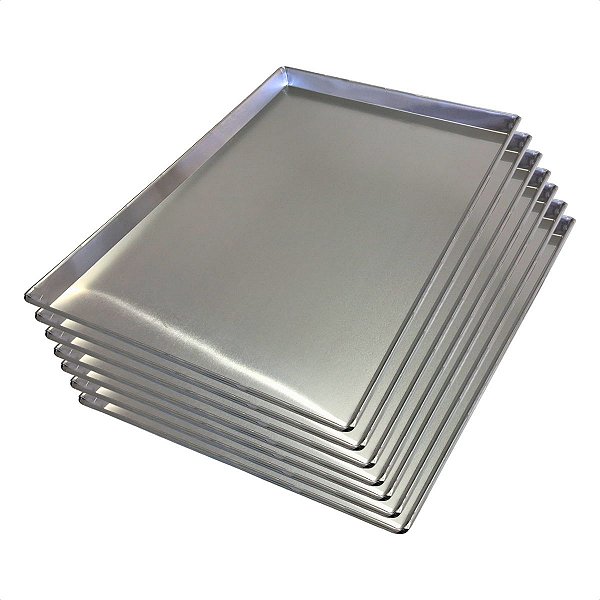 7 Assadeiras Pão Doce Lisas 80 x 60 x 3 cm Alumínio 0,5 mm