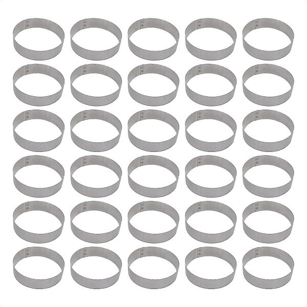 30 Aros Modelador Pão Hambúrguer 11 x 3 cm Alumínio 1,2 mm