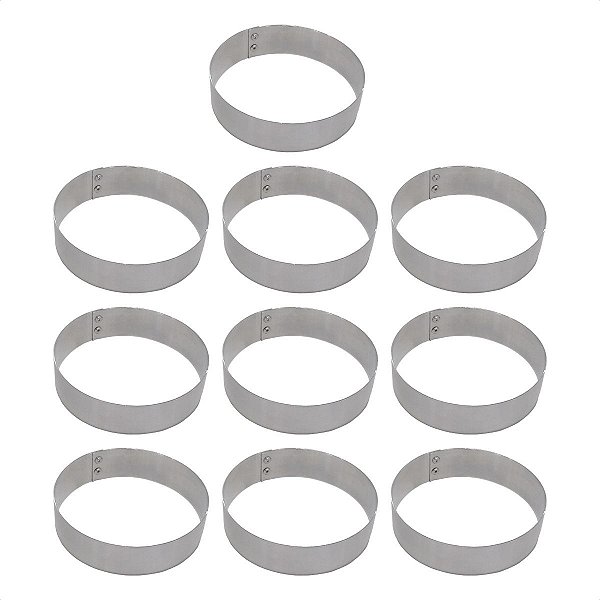 10 Aros Modelador Pão Hambúrguer 12 x 3 cm Alumínio 1 mm