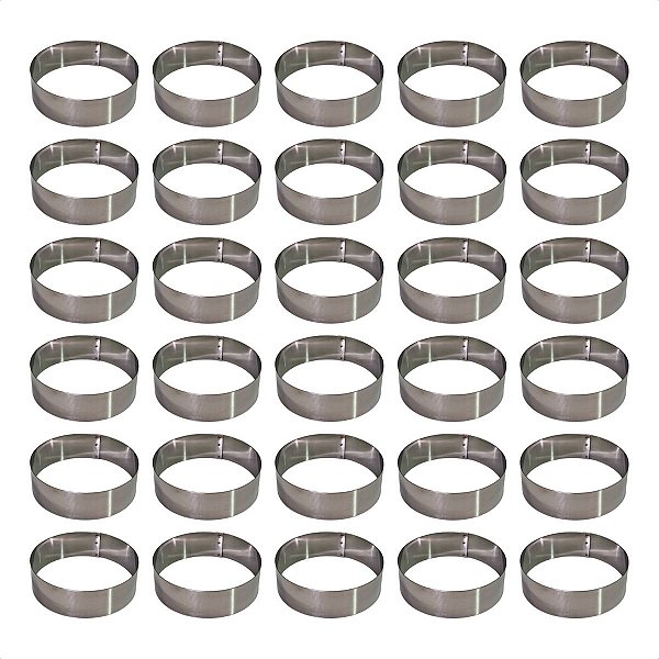 30 Aros Modelador Pão Hambúrguer 11 x 3 cm Inox 0,6 mm