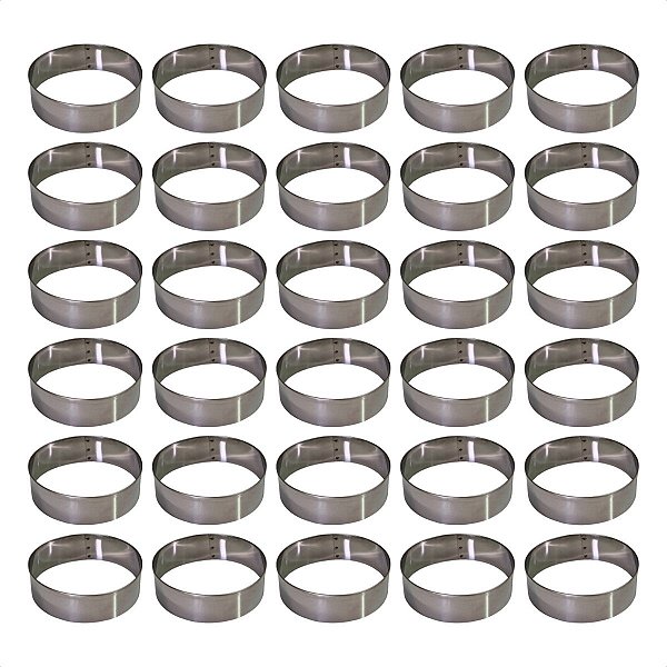30 Aros Modelador Pão Hambúrguer 17 x 3 cm Inox