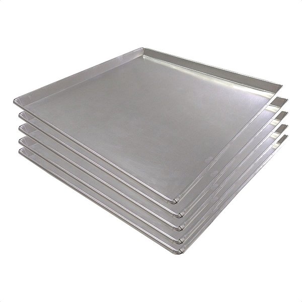 5 Assadeiras Pão Doce Lisas 35 x 35 x 2 cm Alumínio 0,7 mm