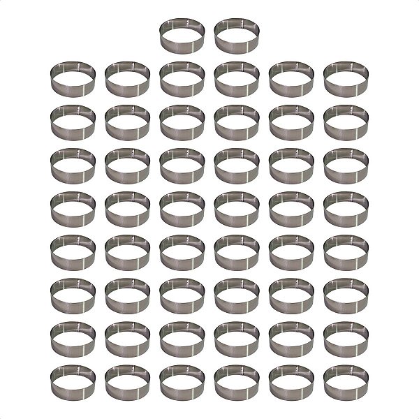 50 Aros Modelador Pão Hambúrguer 10 x 3 cm Inox 0,6 mm
