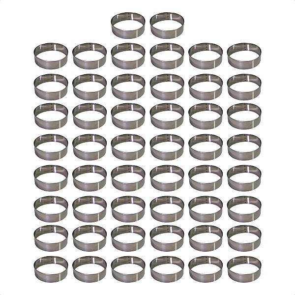 50 Aros Modelador Pão Hambúrguer 11 x 3 cm Inox 0,5 mm