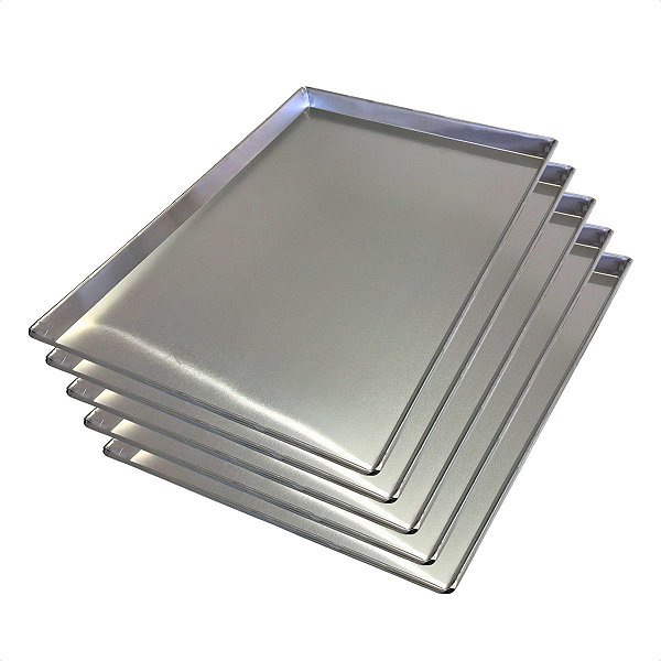 5 Assadeiras Pão Doce Lisas 80 x 60 x 3 cm Alumínio 0,7 mm