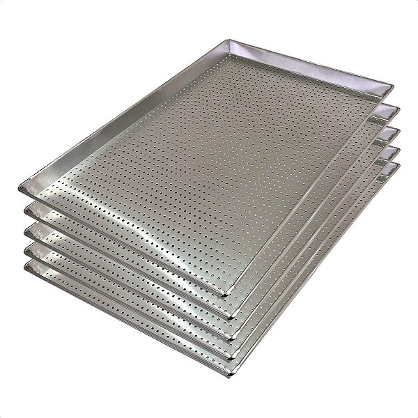 5 Assadeiras Perfuradas 80 x 40 x 3 Alumínio 0,5 mm