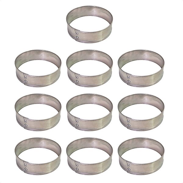 10 Aros Modelador Pão Hambúrguer 17 x 3 cm Alumínio 0,5 mm