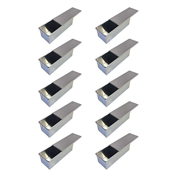 10 Formas Pão Forma c/ Tampa 30 x 12 x 12 cm Alumínio 0,5 mm