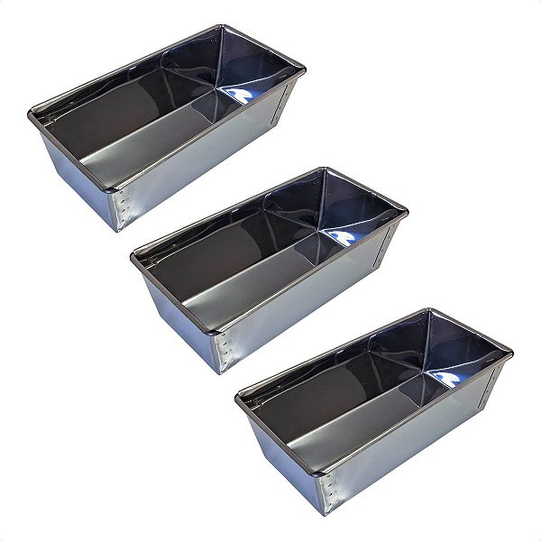 3 Formas Pão Caseiro 23 x 13 x 7,5 cm Inox