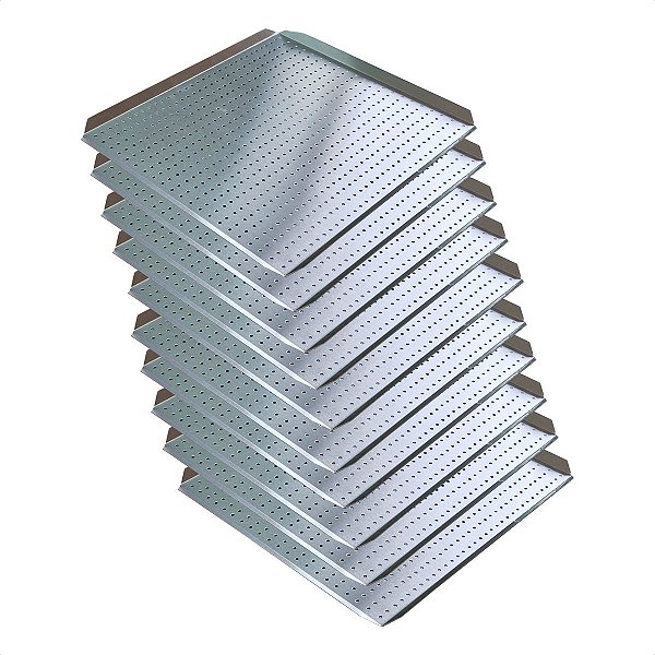10 Bandejas para Forno Fast Oven Perfurada 35 x 35 x 1 cm Alumínio