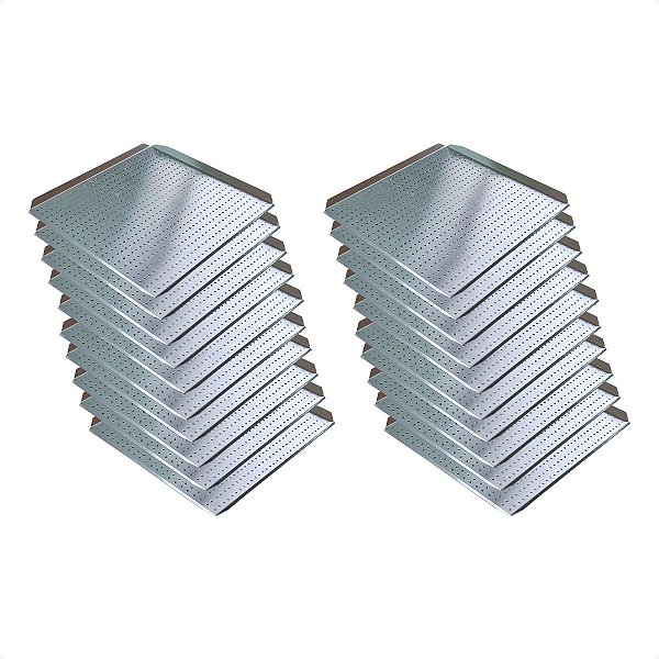 20 Bandejas para Forno Fast Oven Perfurada 35 x 35 x 1 cm Alumínio