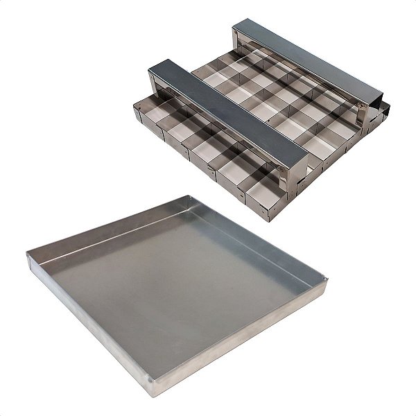 Cortador de Brownie 25 Pedaços 6 x 6 cm Inox + Assadeira