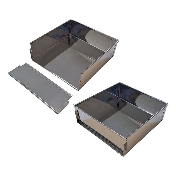 2 Formas com Tampa Lateral Removível 30 x 30 x 10 cm Inox