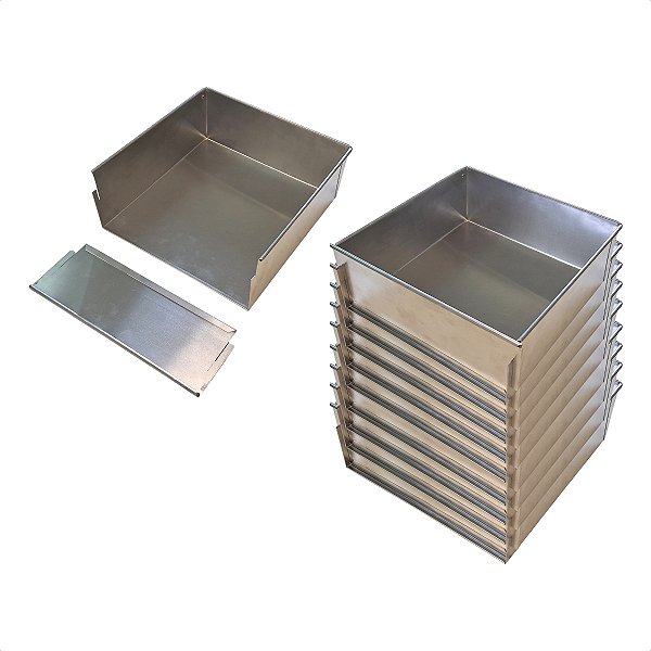 10 Formas com Tampa Lateral Removível 30 x 30 x 10 cm Alumínio