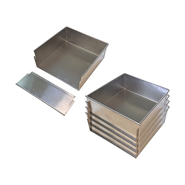 5 Formas com Tampa Lateral Removível 30 x 30 x 10 cm Alumínio