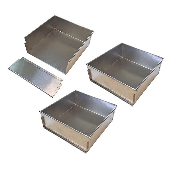 3 Formas com Tampa Lateral Removível 30 x 30 x 10 cm Alumínio