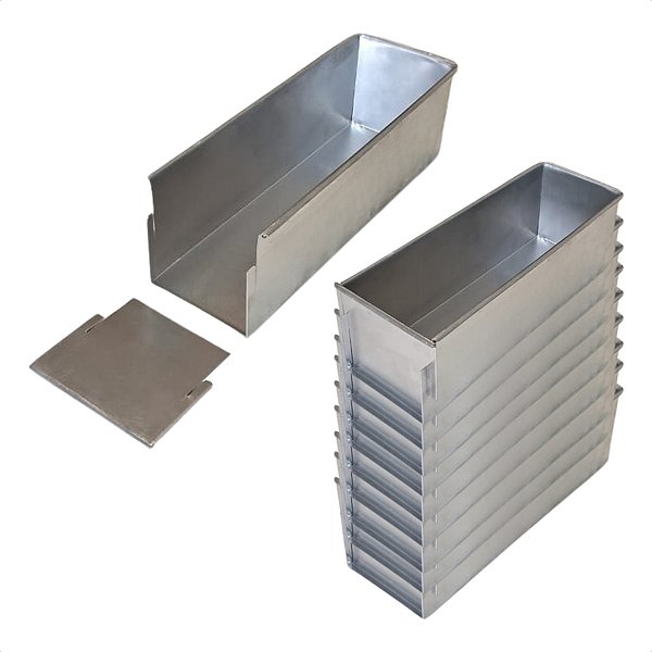 10 Formas com Tampa Lateral Removível 30 x 10 x 10 cm Alumínio