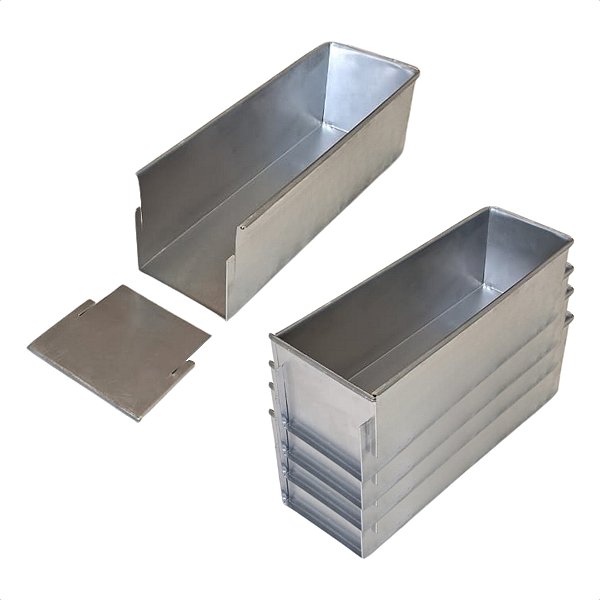 5 Formas com Tampa Lateral Removível 30 x 10 x 10 cm Alumínio