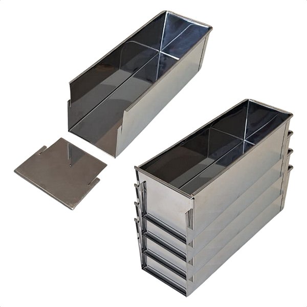 5 Formas com Tampa Lateral Removível 30 x 10 x 10 cm Inox