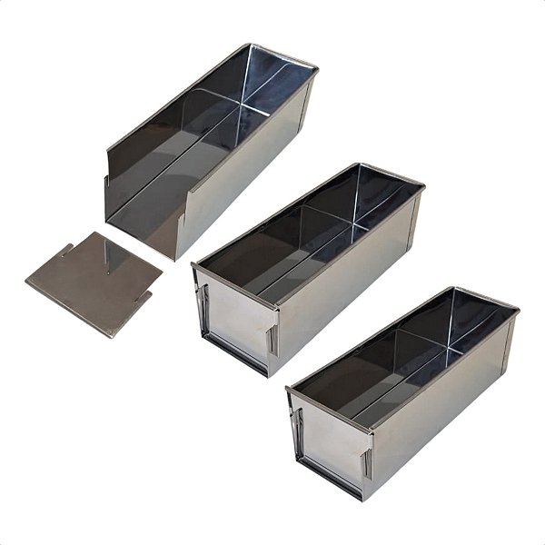 3 Formas com Tampa Lateral Removível 30 x 10 x 10 cm Inox