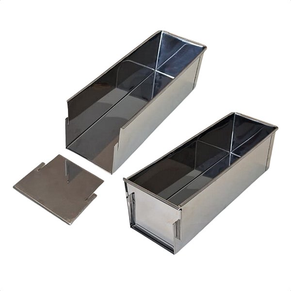2 Formas com Tampa Lateral Removível 30 x 10 x 10 cm Inox