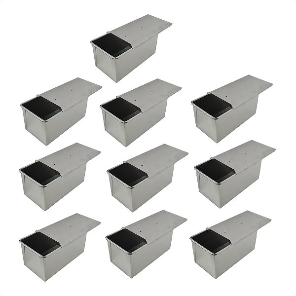 10 Formas Pão Forma Tampa Baby 20 x 10 x 10 cm Alumínio 0,5 mm