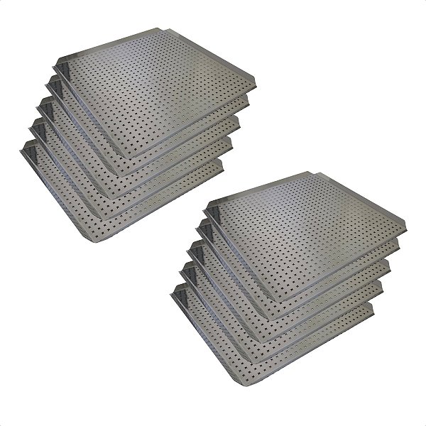 10 Bandejas para Forno Fast Oven Perfurada 35 x 35 x 1 cm Inox