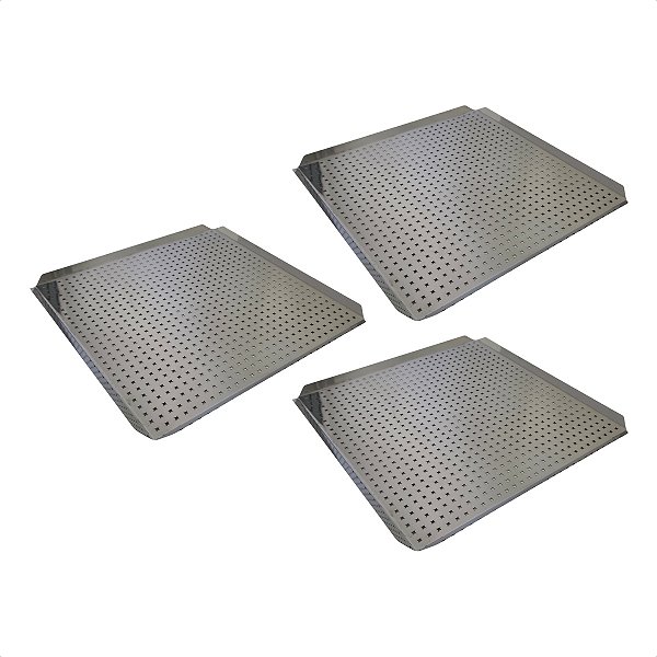 3 Bandejas para Forno Fast Oven Perfurada 35 x 35 x 1 cm Inox