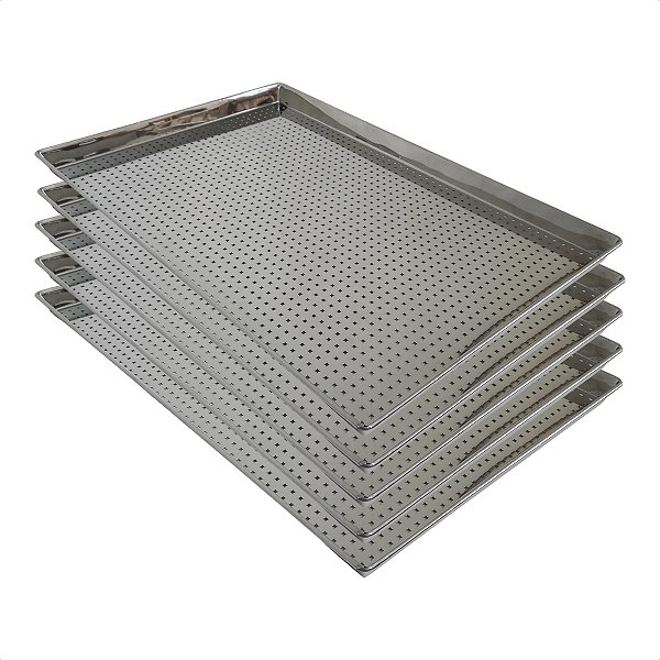 5 Assadeiras Perfuradas 60 x 40 x 3 cm Inox