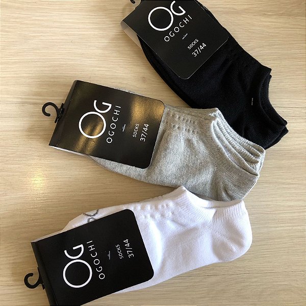 Kit com 3 Meias Sapatilha Unissex - Ogochi