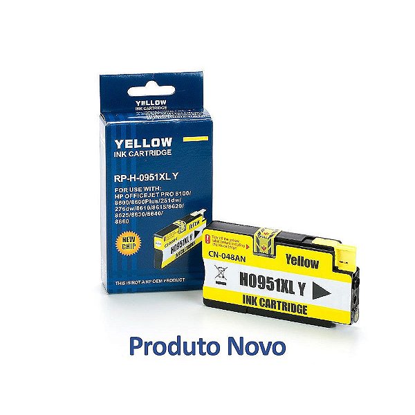 Cartucho HP 951 | HP 951XL | CN048AB Officejet Pro Amarelo Compatível 19,5ml
