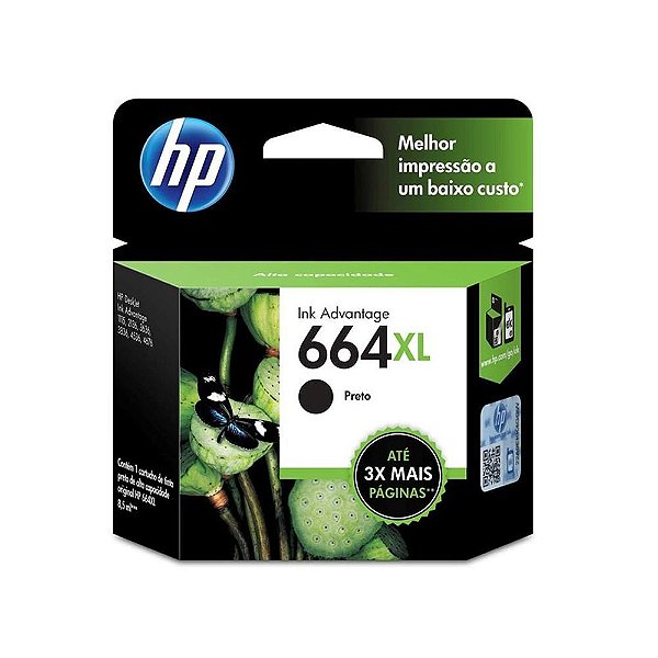 Cartucho HP 664XL | F6V31AB Preto Original 8,5ml