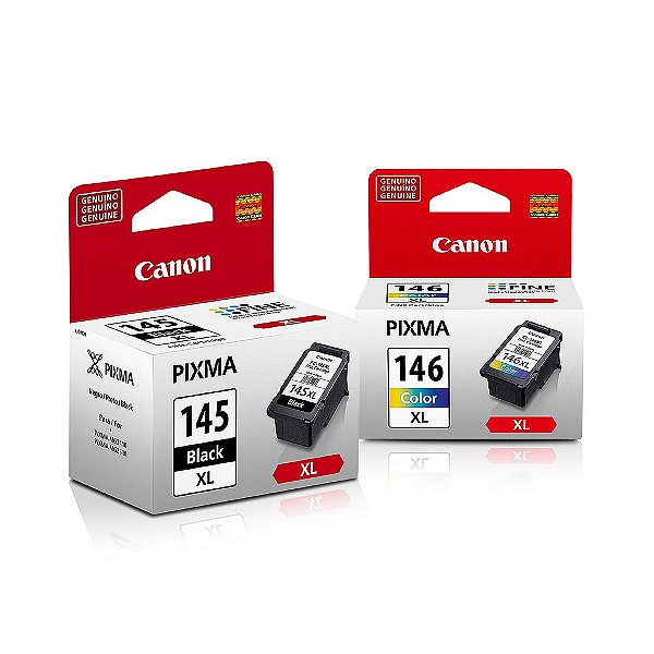 Kit de Cartucho Canon PG-145XL Preto 12ml + CL-146XL Colorido 13ml Original