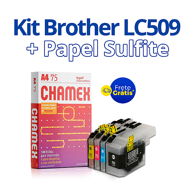 Kit de Cartucho Brother LC509 | LC505 Compatível + Papel Sulfite