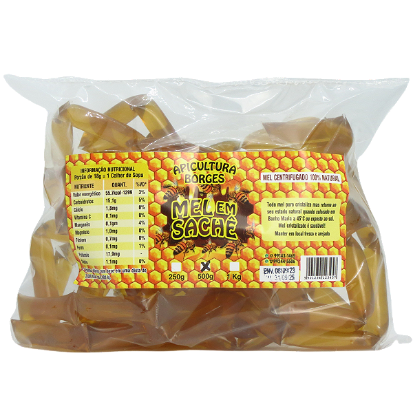 Sachê de Mel Puro - Pacote 500g (Aprox. 100 Sachês 5g) - Florada Silvestre