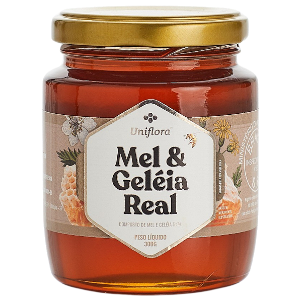 Mel de Abelha Com Geleia Real 100% Puro 300g