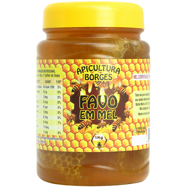 Mel Puro com Favo - Pote 1kg - Florada Silvestre - Favo De Mel