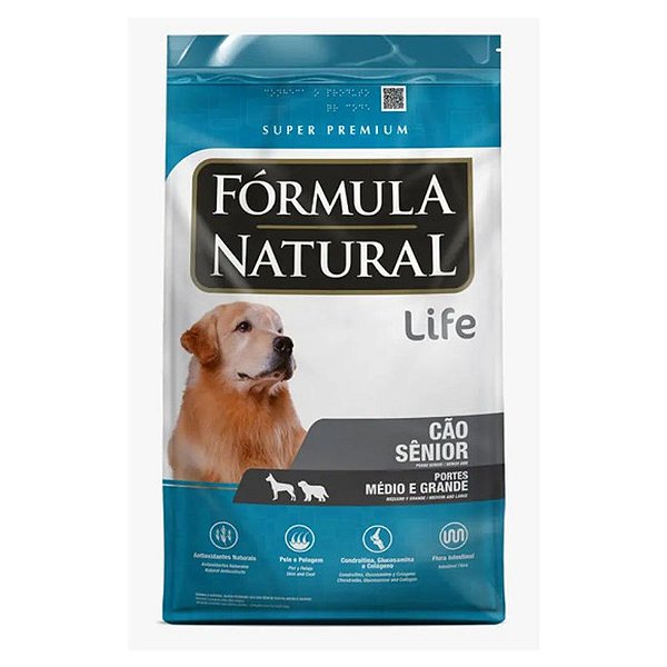Ração Fórmula Natural Life Cães Sêniores Raças Médias e Grandes 15kg