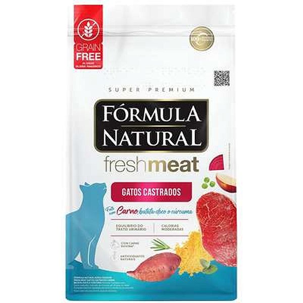 Ração Seca Fórmula Natural para Gatos Castrados com Carne, 1kg