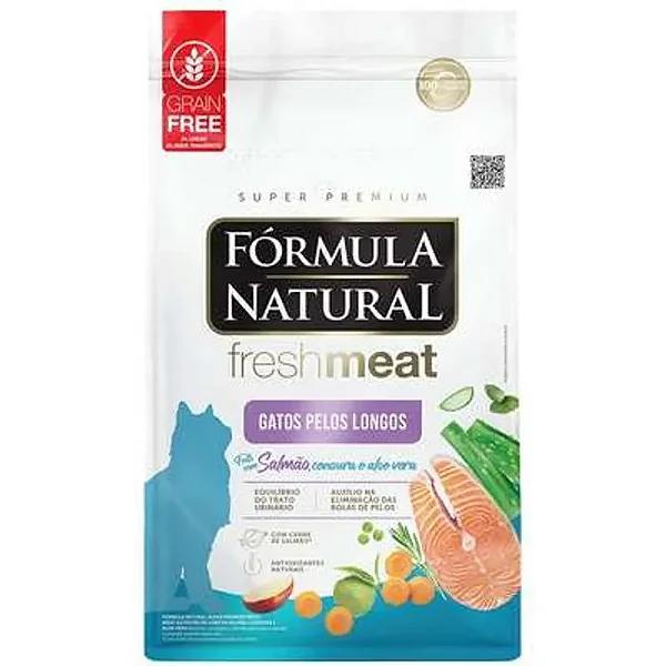 Ração Seca Fórmula Natural Fresh Meat Salmão Para Gatos Pelos Longos 7kg