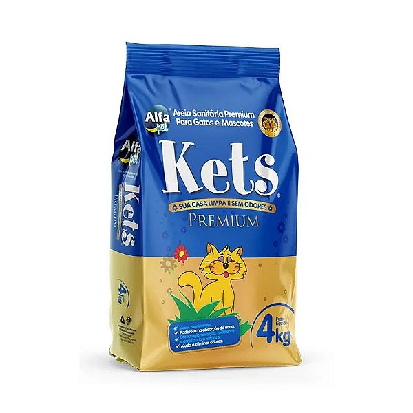 Areia Sanitária Kets Premium Fina Alfapet, Higiene, 4kg, 1 Unidade