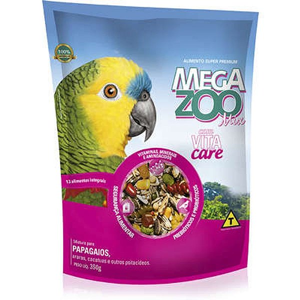 Ração Megazoo Mix para Papagaios e outras Aves 350g