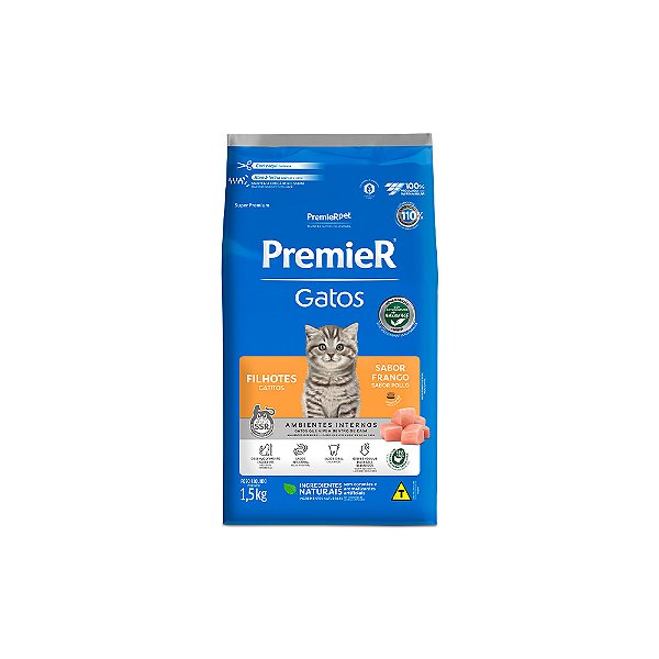Ração Premier Ambientes Internos Frango Para Gatos Filhotes 1,5kg