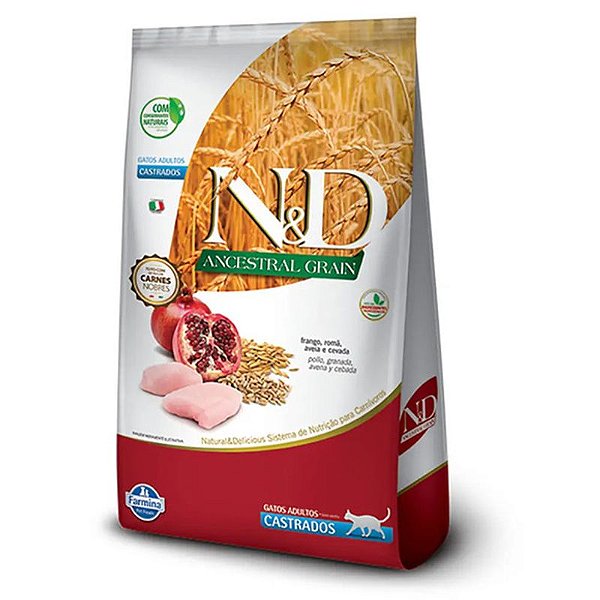 Ração N&D Ancestral Grain para Gatos Adultos Castrados 400g