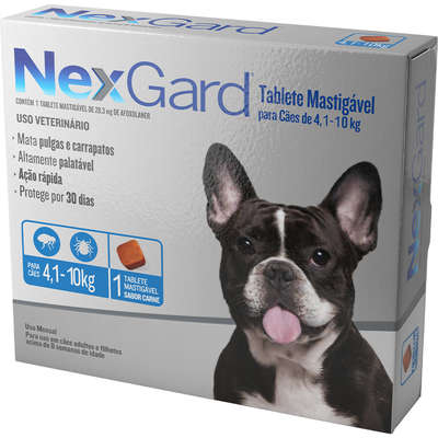 Antipulgas E Carrapatos Nexgard 28,3 Mg Para Cães De 4,1 A 10 Kg - 1 Tablete