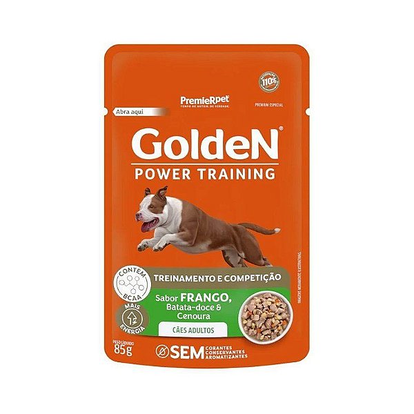 Ração Úmida Golden Power Training Para Cães Adultos Sabor Frango 85 G
