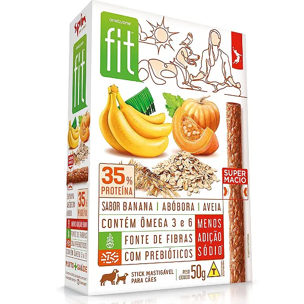 Petisco Fit Para Cães Sabor Banana, Abóbora E Aveia 50g