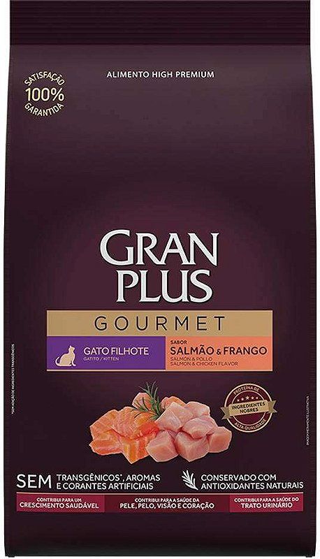 Ração Gran Plus Gourmet Sabor Salmão e Frango para Filhotes de 3kg
