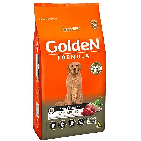 Ração para Cães Adultos Sabor Carne e Arroz Golden 15kg